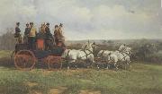 John sturgess A Coach and Four Descending a Hill oil painting